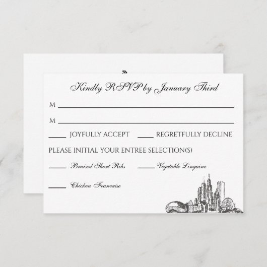 Chicago Skyline Flat Dankeschön Karte (Vorne/Hinten)