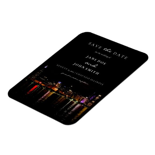 Chicago Skyline flat Save The Date Card Magnet (Linke Seite)