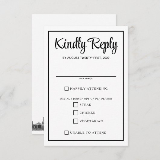 Chicago Skyline Food Choices RSVP Karte (Vorne/Hinten)