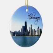 Chicago Skyline Foto mit Chicago Text Keramikornament (Rechts)