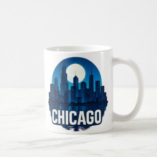 Chicago Skyline Full Moon City Design Kaffeetasse