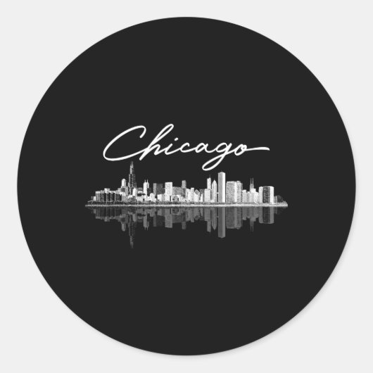Chicago Skyline für Runder Aufkleber (Vorderseite)