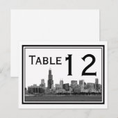 Chicago-Skyline geätzt gerahmte Tischnummer (Vorne/Hinten)