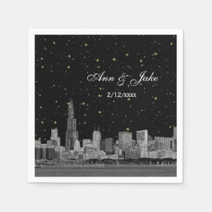Chicago Skyline geätzt Sterne DIY BG Farbe Hochzei Serviette