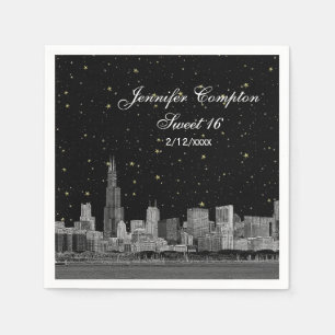 Chicago Skyline geätzte Sterne DIY Hintergrund Swe Serviette