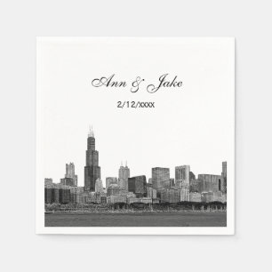 Chicago Skyline geätzter Blick Skyline Hochzeit Serviette