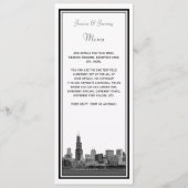 Chicago Skyline geätztes gerahmtes Hochzeitsprogra Programm (Rückseite)
