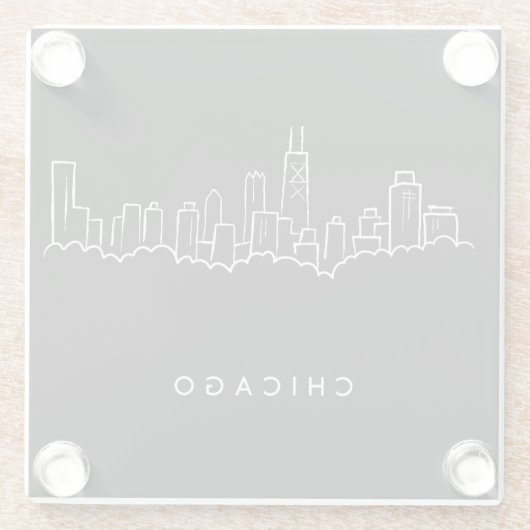 Chicago-Skyline Glasuntersetzer (Rückseite)