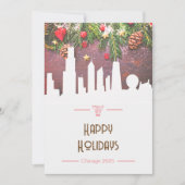 Chicago skyline Happy Holidays Grußkarte Einladung (Vorderseite)