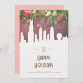 Chicago skyline Happy Holidays Grußkarte Einladung (Vorne/Hinten)