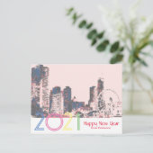Chicago Skyline Happy New 2021 Postkarte (Stehend Vorderseite)