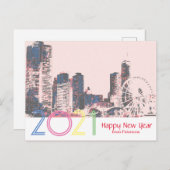 Chicago Skyline Happy New 2021 Postkarte (Vorne/Hinten)