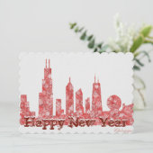 Chicago skyline Happy New Year stilvolle Postkarte (Stehend Vorderseite)