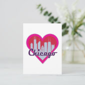 Chicago Skyline Heart Postkarte (Stehend Vorderseite)