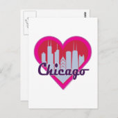 Chicago Skyline Heart Postkarte (Vorne/Hinten)