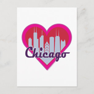 Chicago Skyline Heart Postkarte