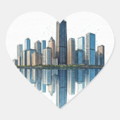 Chicago Skyline Heart Stickers (Vorderseite)