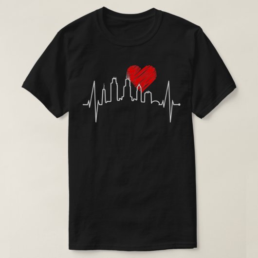 Chicago Skyline Heartbeat Heart Silhouette I Love T-Shirt (Design vorne)