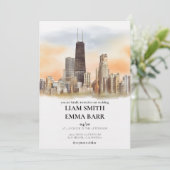 Chicago-Skyline-Hochzeit Einladung (Stehend Vorderseite)