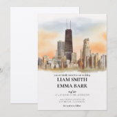 Chicago-Skyline-Hochzeit Einladung (Vorne/Hinten)