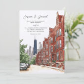 Chicago-Skyline-Hochzeit Einladung (Stehend Vorderseite)