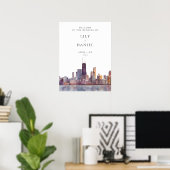 Chicago Skyline Hochzeits-Willkommensschild Poster (Heimbüro)