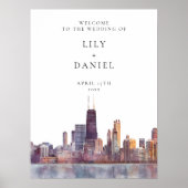 Chicago Skyline Hochzeits-Willkommensschild Poster (Vorne)