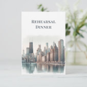 Chicago Skyline Hochzeitsprobe QR Code Begleitkarte (Stehend Vorderseite)