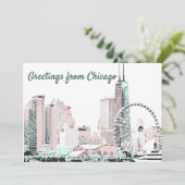 Chicago skyline Holiday stilvolle Postkarte (Stehend Vorderseite)