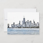 Chicago Skyline Horizontal Response Card RSVP Karte (Rückseite)