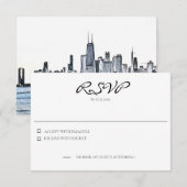 Chicago Skyline Horizontal Response Card RSVP Karte (Vorne/Hinten)