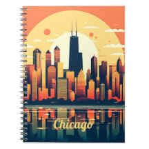 Chicago Skyline Illustration in Orange