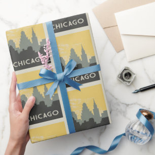 Chicago Skyline im Vintage-Stil Geschenkpapier