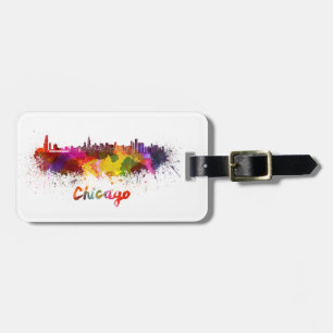 Chicago skyline im Watercolor Gepäckanhänger