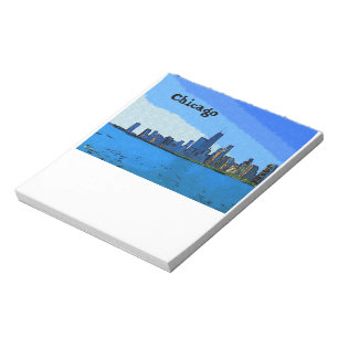 Chicago Skyline in Collage-Malerei Notizblock