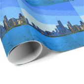 Chicago Skyline in Collage Paint Geschenkpapier (Rolleneckpunkt)