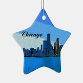 Chicago Skyline in Collage Paint Keramikornament (Rechts)