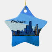 Chicago Skyline in Collage Paint Keramikornament (Vorne)