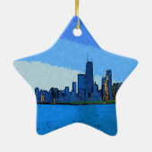 Chicago Skyline in Collage Paint Keramikornament (Hinten)