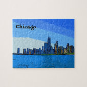 Chicago Skyline in Collage Paint Puzzle (Horizontal)