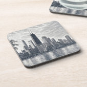 Chicago-Skyline in Pointillismus-Kunst Getränkeuntersetzer (Linke Seite)