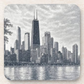 Chicago-Skyline in Pointillismus-Kunst Getränkeuntersetzer (Vorderseite)