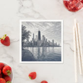 Chicago-Skyline in pointillistischer Kunst Serviette (Beispiel)