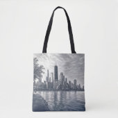 Chicago-Skyline in pointillistischer Kunst Tasche (Vorderseite)