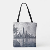 Chicago-Skyline in pointillistischer Kunst Tasche (Rückseite)