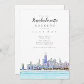 Chicago Skyline Junggeselinnen-Abschied Einladung (Vorne/Hinten)