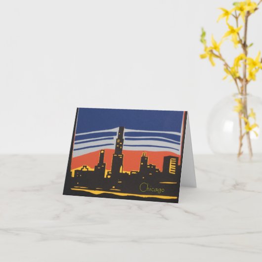 Chicago Skyline Karte (Gelbe Blume)