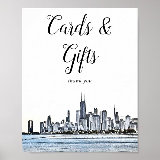 Chicago Skyline Karten & Geschenke Schild (Vorne)