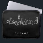 Chicago-Skyline Laptopschutzhülle<br><div class="desc">Dieses Ausrüstungsbeschreibungen eine Hand gezeichnete Skizze der Stadt von Chicagoskyline auf einem dunklen Hintergrund.</div>