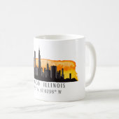 Chicago Skyline Latitude & Longitude Kaffeetasse (VorderseiteRechts)